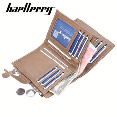 Baellerry18 Cards Men's Business Wallet Short PU Leather Buckle