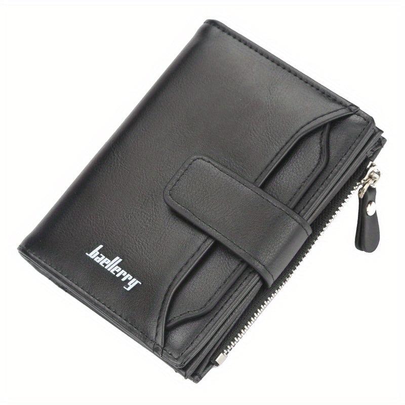 Baellerry18 Cards Men's Business Wallet Short PU Leather Buckle