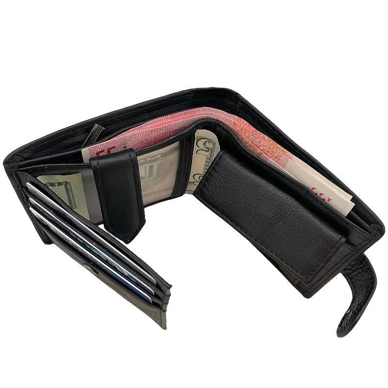 Men's Leather Trifold Eagle Pattern Wallet