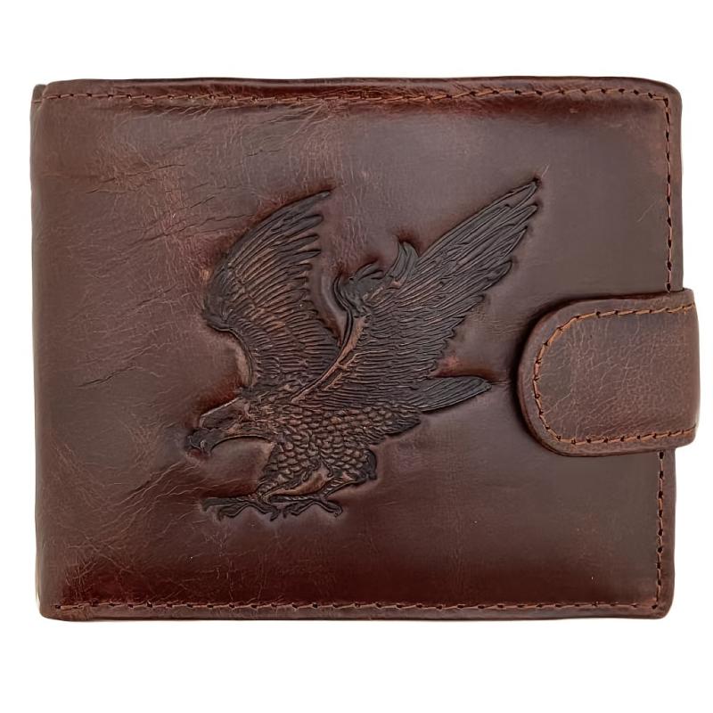 Men's Leather Trifold Eagle Pattern Wallet