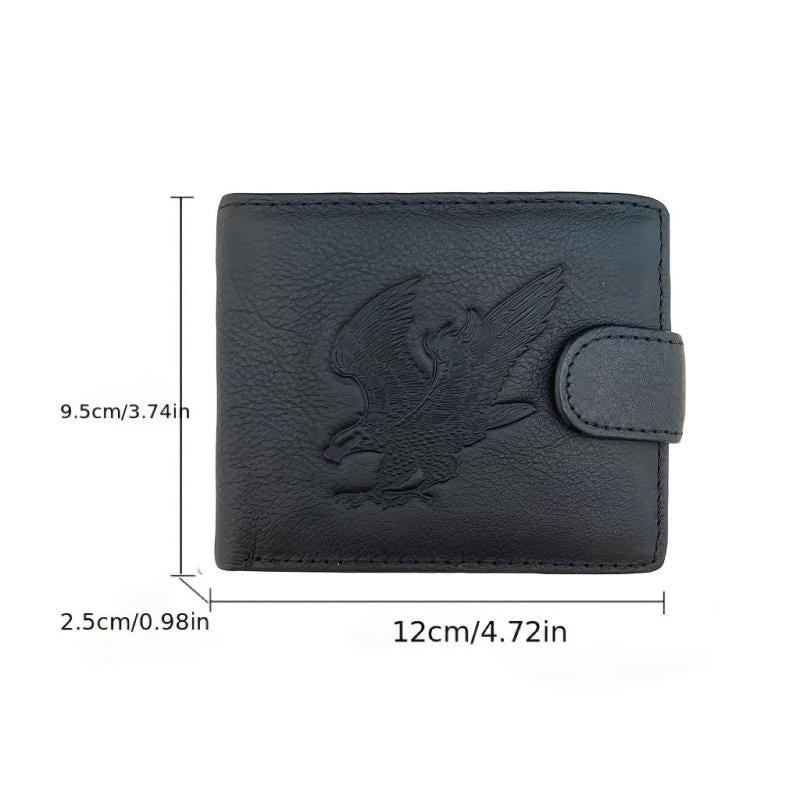 Men's Leather Trifold Eagle Pattern Wallet
