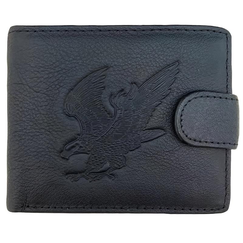 Men's Leather Trifold Eagle Pattern Wallet