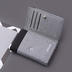 Men's Canvas Three fold Short Wallet Contrast Casual Wallet