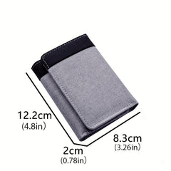 Men's Canvas Three fold Short Wallet Contrast Casual Wallet