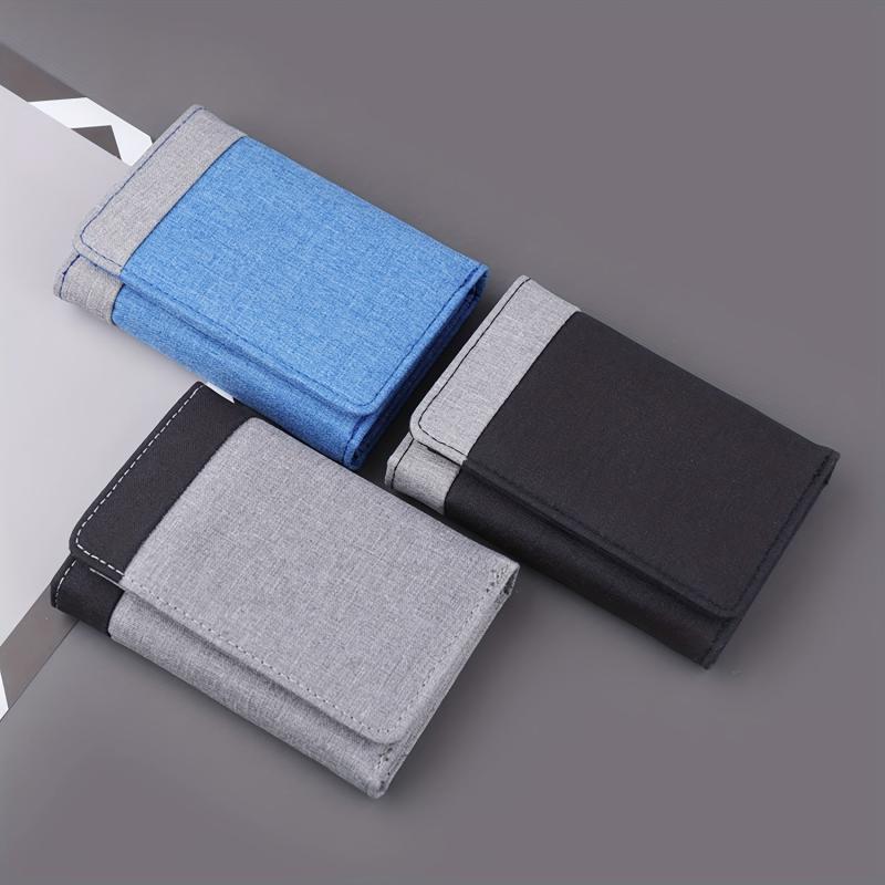 Men's Canvas Three fold Short Wallet Contrast Casual Wallet