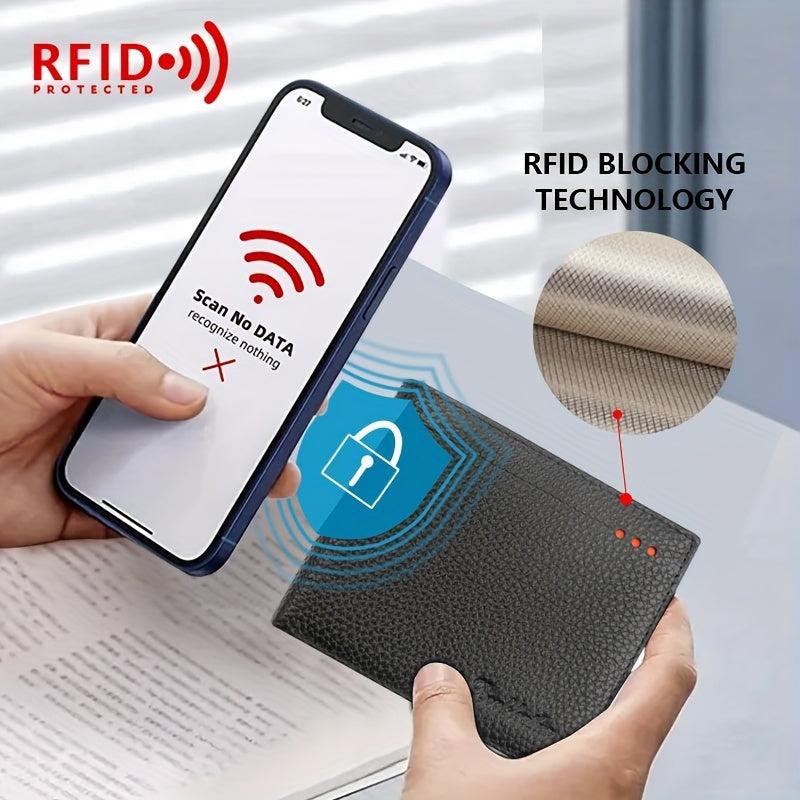 RFID Blocking Leather Wallet w/ Coin Pouch