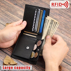 RFID Blocking Leather Wallet w/ Coin Pouch