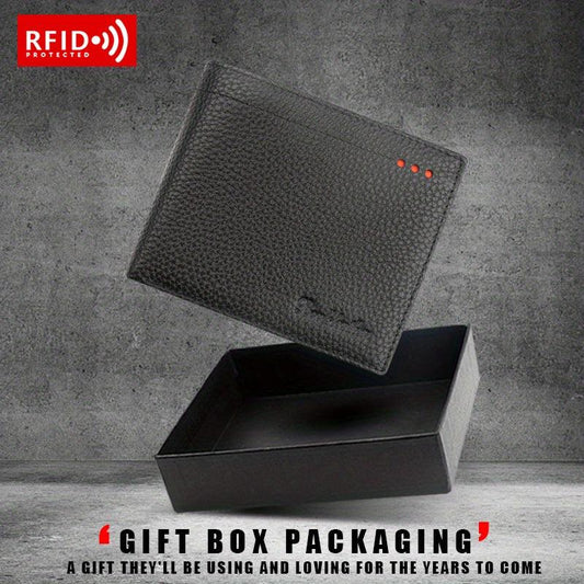 RFID Blocking Leather Wallet w/ Coin Pouch