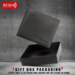 RFID Blocking Leather Wallet w/ Coin Pouch