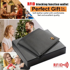 Men's Leather Money Clip Wallet RFID Card Holder