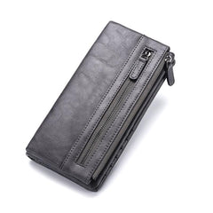 Men's Leather Multi-Functional Large Wallet Zipper Retro Long Wallet