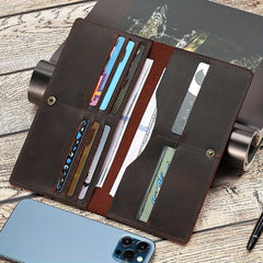 Vintage Cow Leather Wallet Men Long Wallet Clutch Bag Male Purse