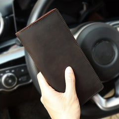 Vintage Cow Leather Wallet Men Long Wallet Clutch Bag Male Purse