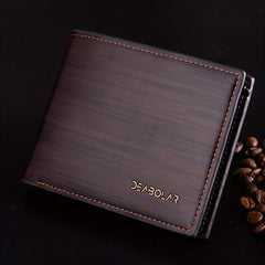 Men's Short Wallet Soft Leather Horizontal Tree Pattern Dollar Clip