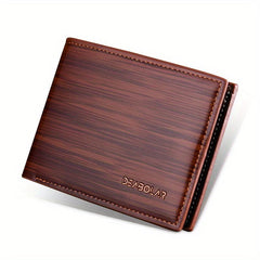 Men's Short Wallet Soft Leather Horizontal Tree Pattern Dollar Clip