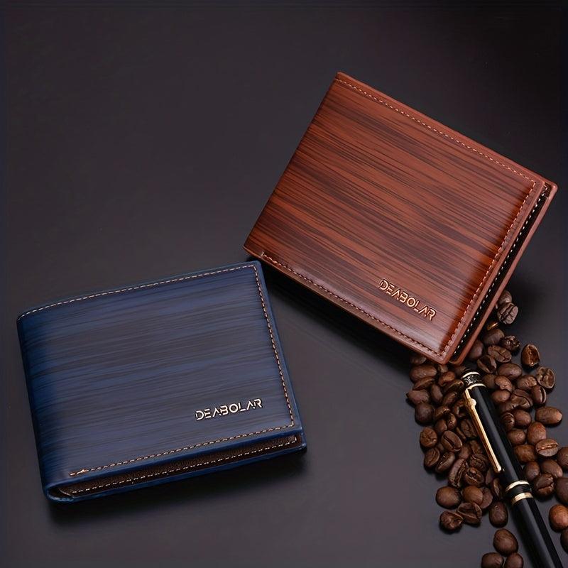 Men's Short Wallet Soft Leather Horizontal Tree Pattern Dollar Clip