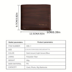 Men's Short Wallet Soft Leather Horizontal Tree Pattern Dollar Clip