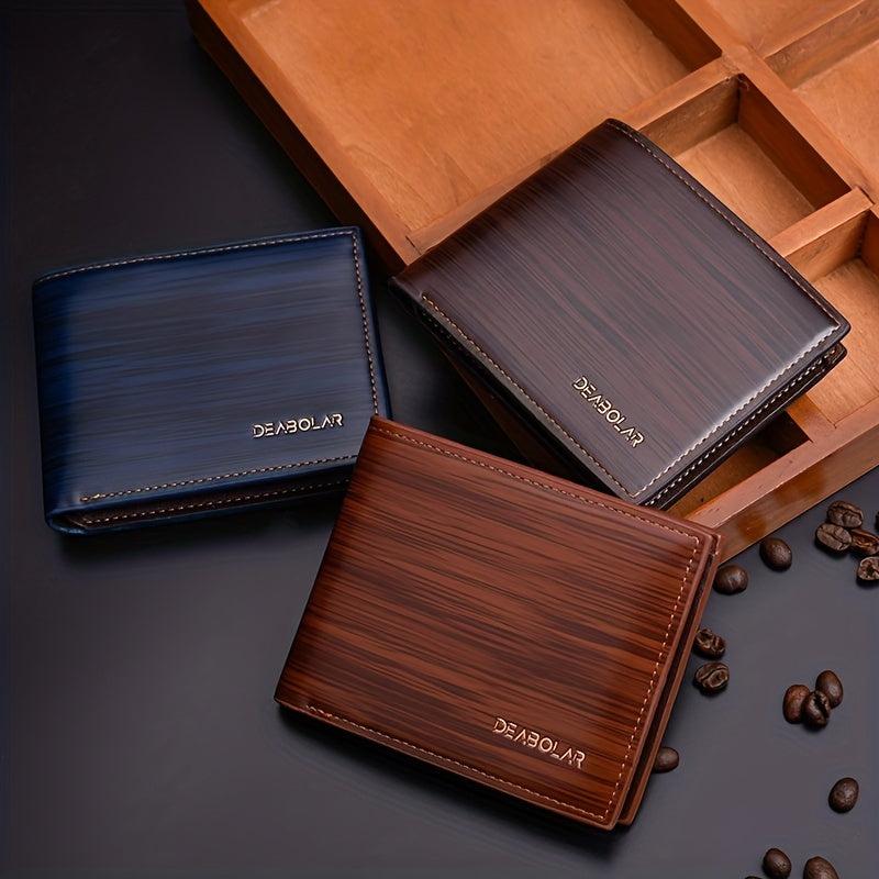 Men's Short Wallet Soft Leather Horizontal Tree Pattern Dollar Clip
