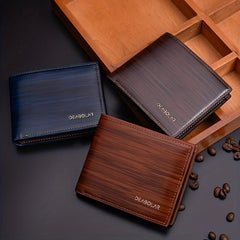 Men's Short Wallet Soft Leather Horizontal Tree Pattern Dollar Clip