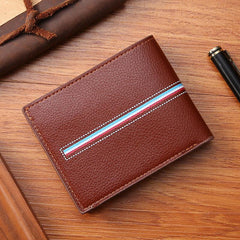 Men's Short Wallet Horizontal Weave Contrast Colors Student Wallet