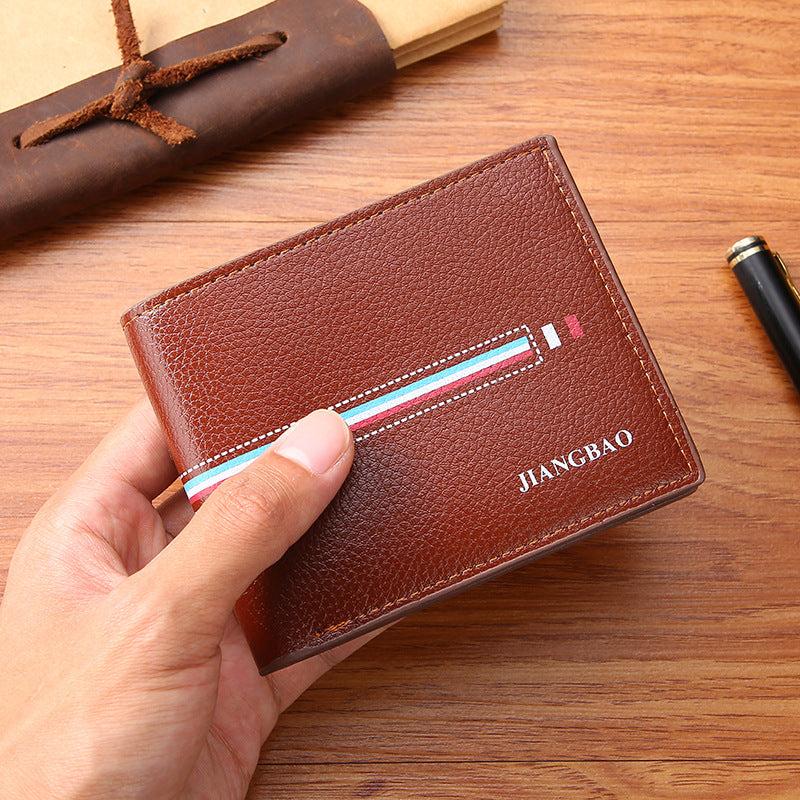 Men's Short Wallet Horizontal Weave Contrast Colors Student Wallet