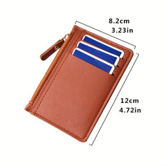 Men's Credit Card Holder Multiple Card Slots Zipper Business Coin Purse Key