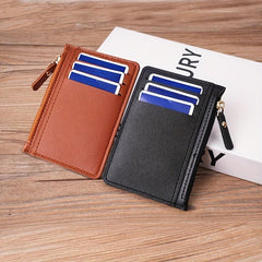 Men's Credit Card Holder Multiple Card Slots Zipper Business Coin Purse Key