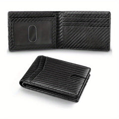 Men's Slim Leather Short Wallet RFID Blocking Front Pocket Bifold Wallet