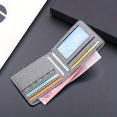 Men's Canvas Block Short Wallet Large Capacity Card Holder