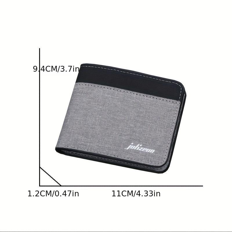 Men's Canvas Block Short Wallet Large Capacity Card Holder