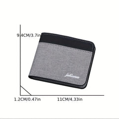 Men's Canvas Block Short Wallet Large Capacity Card Holder
