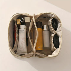 Solid Makeup Bag Zipper Portable Cosmetic Bag Travel Toiletry Wash Bag