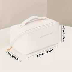 Solid Makeup Bag Zipper Portable Cosmetic Bag Travel Toiletry Wash Bag