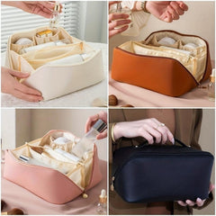 Solid Makeup Bag Zipper Portable Cosmetic Bag Travel Toiletry Wash Bag