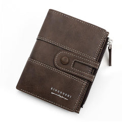 Men's Short Wallet Zip Card Slots Zipper Snap Button Multifunctional