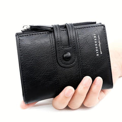 Men's Short Wallet Zip Card Slots Zipper Snap Button Multifunctional