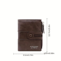 Men's Short Wallet Zip Card Slots Zipper Snap Button Multifunctional