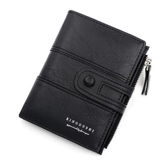 Men's Short Wallet Zip Card Slots Zipper Snap Button Multifunctional