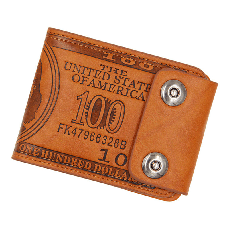 Dollar Pattern Bifold Wallets PU Leather Credit Card Holder Money Clip