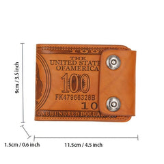 Dollar Pattern Bifold Wallets PU Leather Credit Card Holder Money Clip