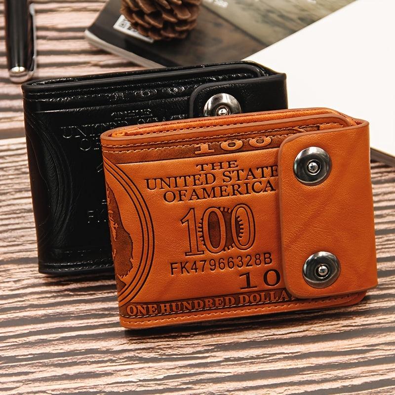 Dollar Pattern Bifold Wallets PU Leather Credit Card Holder Money Clip