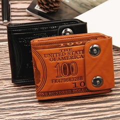Dollar Pattern Bifold Wallets PU Leather Credit Card Holder Money Clip