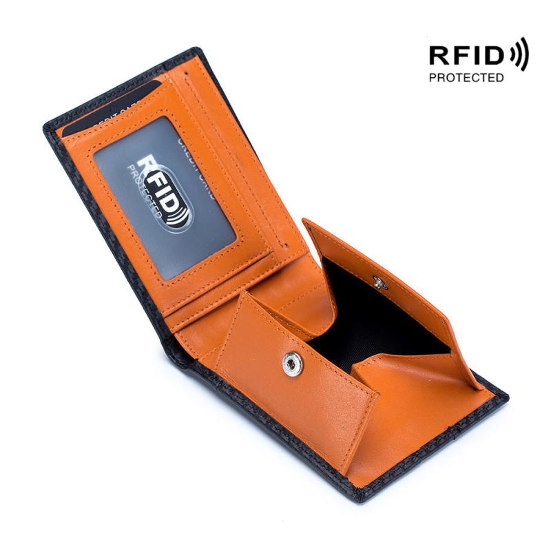 Carbon Fiber Leather Slim Wallet Men RFID Money Clip Front Pocket