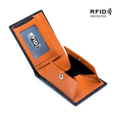 Carbon Fiber Leather Slim Wallet Men RFID Money Clip Front Pocket