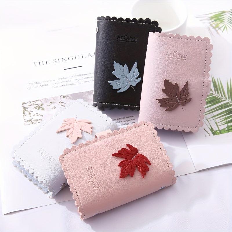 26 Card Slot PU Leather Credit Card Storage Bag Unisex Maple Leaf Pattern
