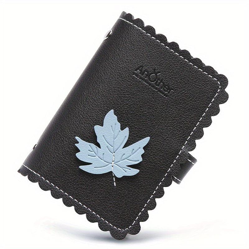 26 Card Slot PU Leather Credit Card Storage Bag Unisex Maple Leaf Pattern