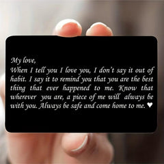 I LOVE YOU Engraved Aluminum Wallet Insert Card