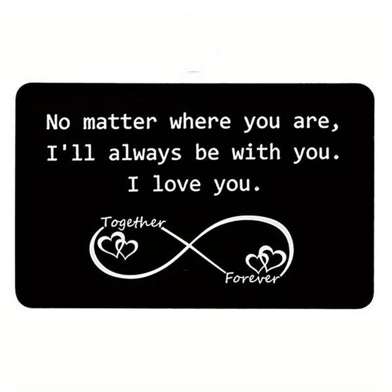 I LOVE YOU Engraved Aluminum Wallet Insert Card
