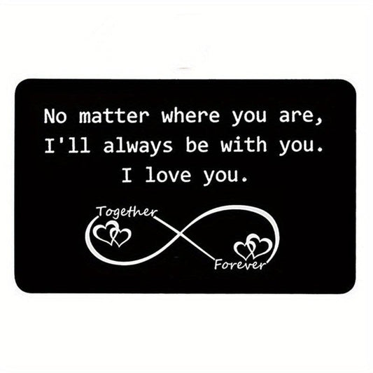 I LOVE YOU Engraved Aluminum Wallet Insert Card