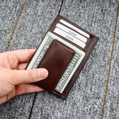 Vintage Crazy Horse Leather Men Wallet Card Holder Money Bag
